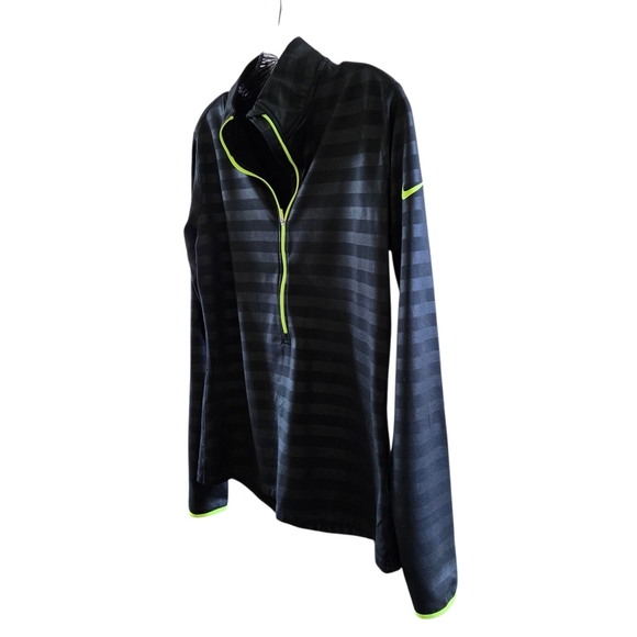 Nike Women's Black and Neon Green Striped Jacket - Picture 4 of 8